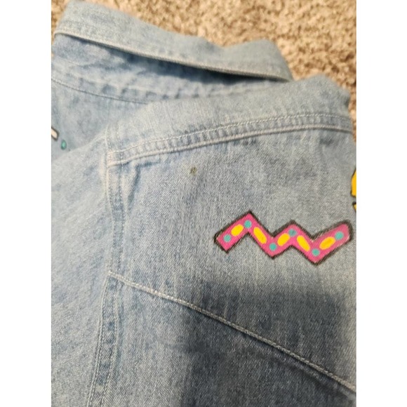 Vintage 90s Field Gear Western Embroidered Chambray Denim Shirt Womens Large L - Picture 6 of 6